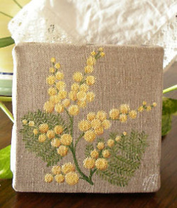 Provencal canvas, linen painting (mimosa)